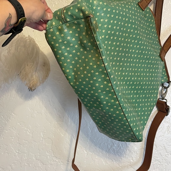 🌻Fossil Key•Per Green Coated Canvas Tote - Picture 4 of 12